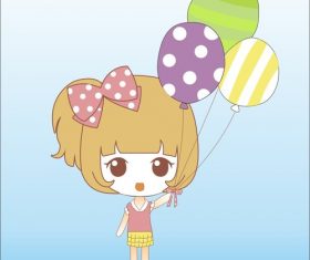 Little girl holding balloon vector