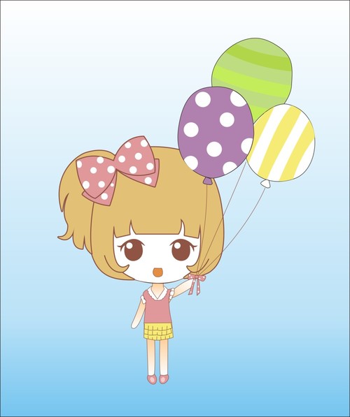 Little girl holding balloon vector