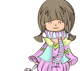 Little girl holding toy rabbit vector