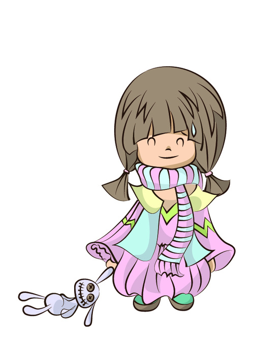 Little girl holding toy rabbit vector
