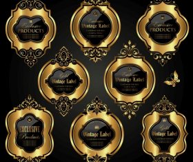 Luxury ornamental gold labels vector