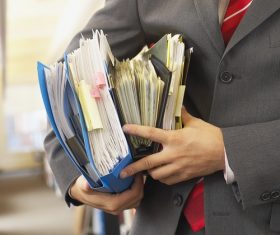 Man holding document data Stock Photo