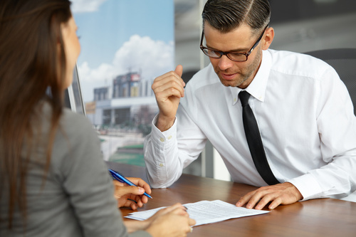 Man looking at contract Stock Photo