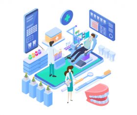 Medical Isometric flat template vector 01