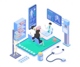 Medical Isometric flat template vector 02