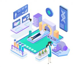 Medical Isometric flat template vector 03