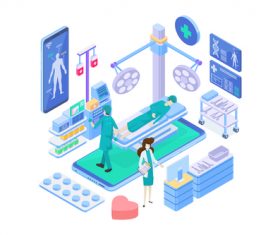 Medical Isometric flat template vector 05