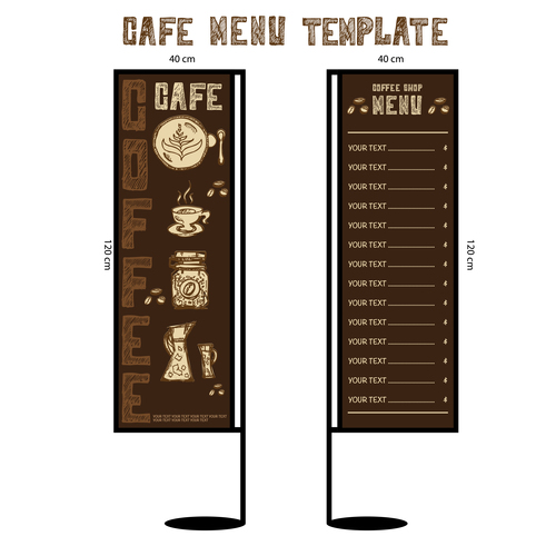 Menu cafe banner flag template vector 01