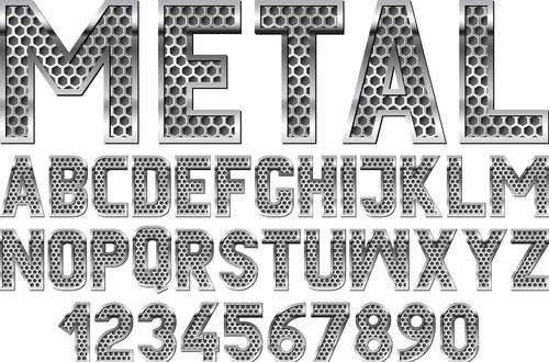 Metal number and alphabet vector design