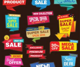 Modern origami sale stickers and tags colorful vector