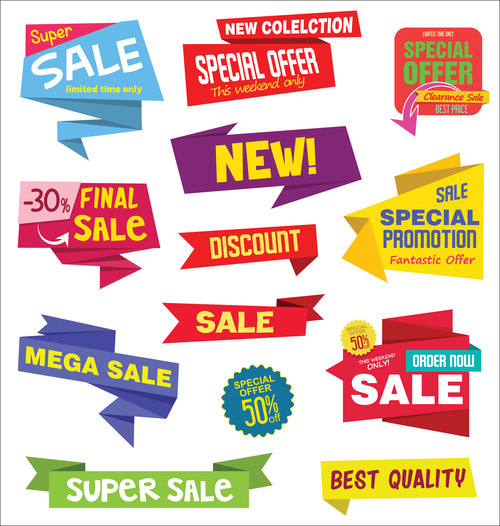 Modern sale stickers vector material 02