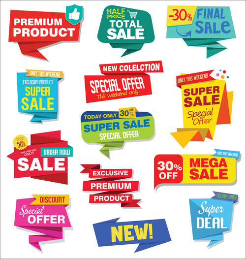 Modern sale stickers vector material 03