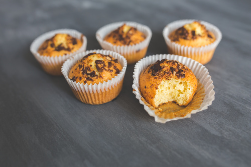 Muffins with chocolate Stock Photo