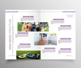 Music brochure template purple styles vector 01