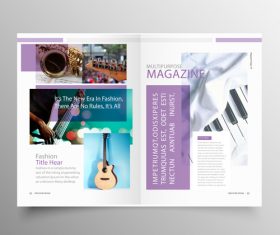 Music brochure template purple styles vector 03