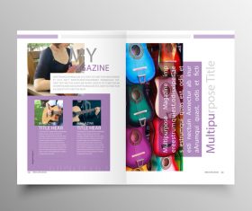 Music brochure template purple styles vector 05