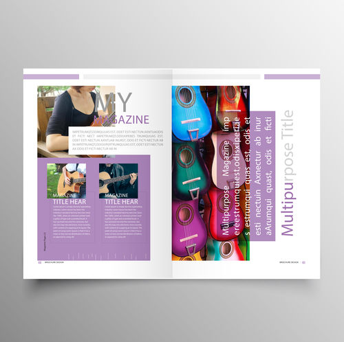 Music brochure template purple styles vector 05