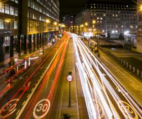 Night City Road Car Light Stock Photo