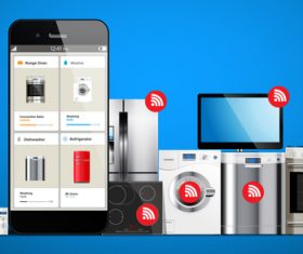 Onlines shopping with household appliances vector 02