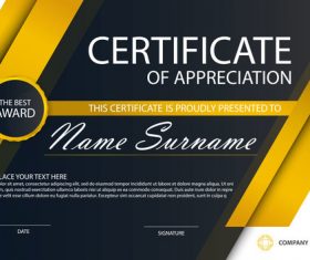 Orange certificate template design vectors 02