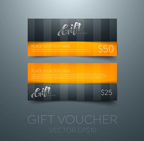 Orange gift vouchers template vector 03