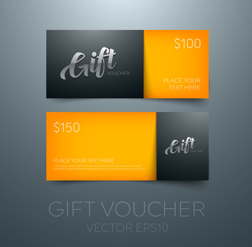 Orange gift vouchers template vector 04
