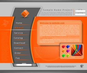 Orange with gray style website template vector