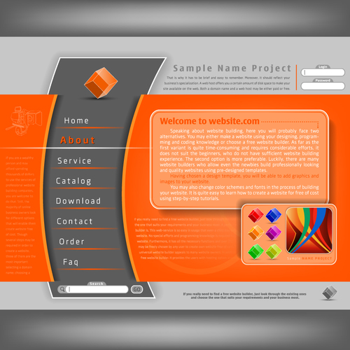Download Orange with gray style website template vector free download