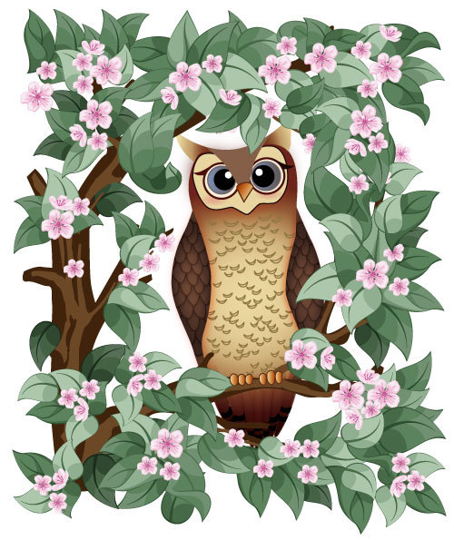 Owl illustration vector material