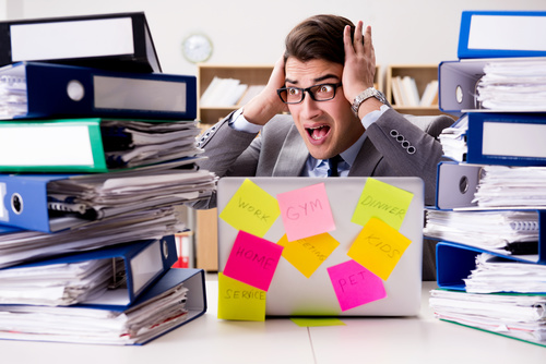 People who collapse under the pressure of overwork Stock Photo 01