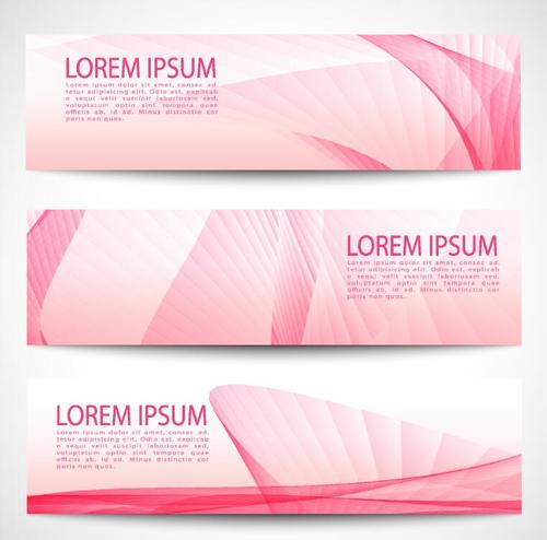 Pink abstract banners vectors 02