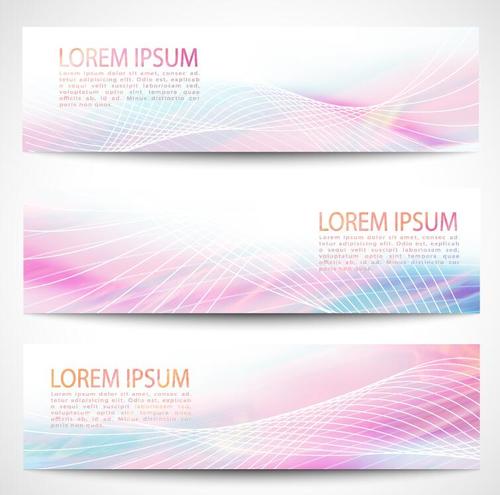 Pink abstract banners vectors 03