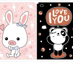 Pink pig black panda vector
