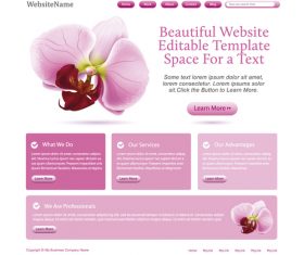 Pink styles flower vector website template