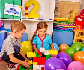 Playing with the building blocks Stock Photo 02