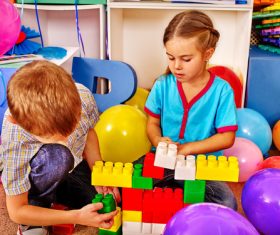 Playing with the building blocks Stock Photo 04