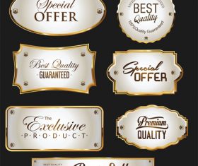 Promo sale labels collection gold and silver design vector