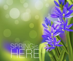 Purple flowers with spring background vector
