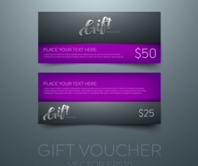 Purple gift vouchers template vector 01