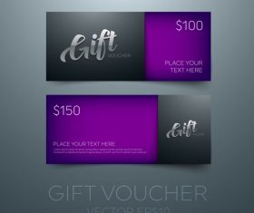 Purple gift vouchers template vector 02