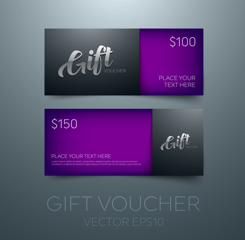 Purple gift vouchers template vector 02