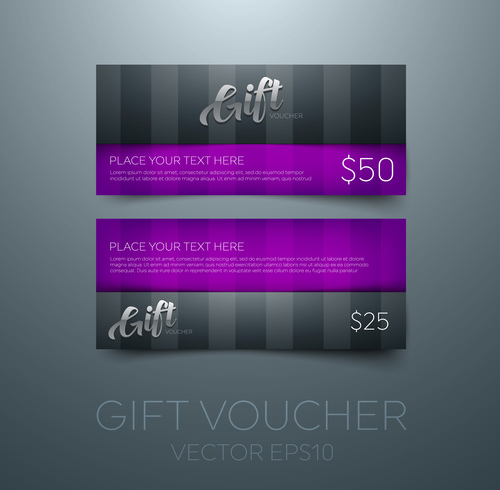 Purple gift vouchers template vector 03
