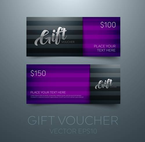 Purple gift vouchers template vector 04