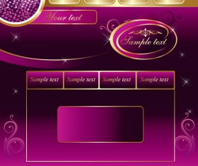 Purple with golden styles music website vector template