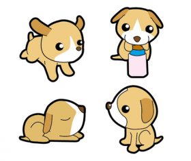 Q version of cute puppy vector