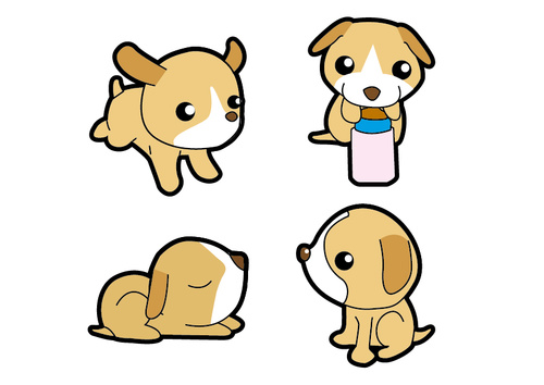Q version of cute puppy vector