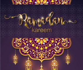 Ramadan kareem purple background vector 01