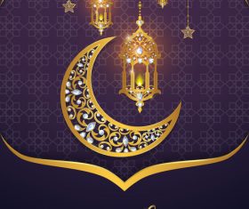 Ramadan kareem purple background vector 02
