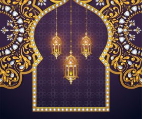 Ramadan kareem purple background vector 03
