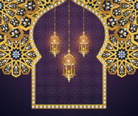 Ramadan kareem purple background vector 04